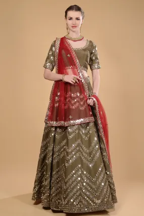 Mehendi Green Lehenga Set.