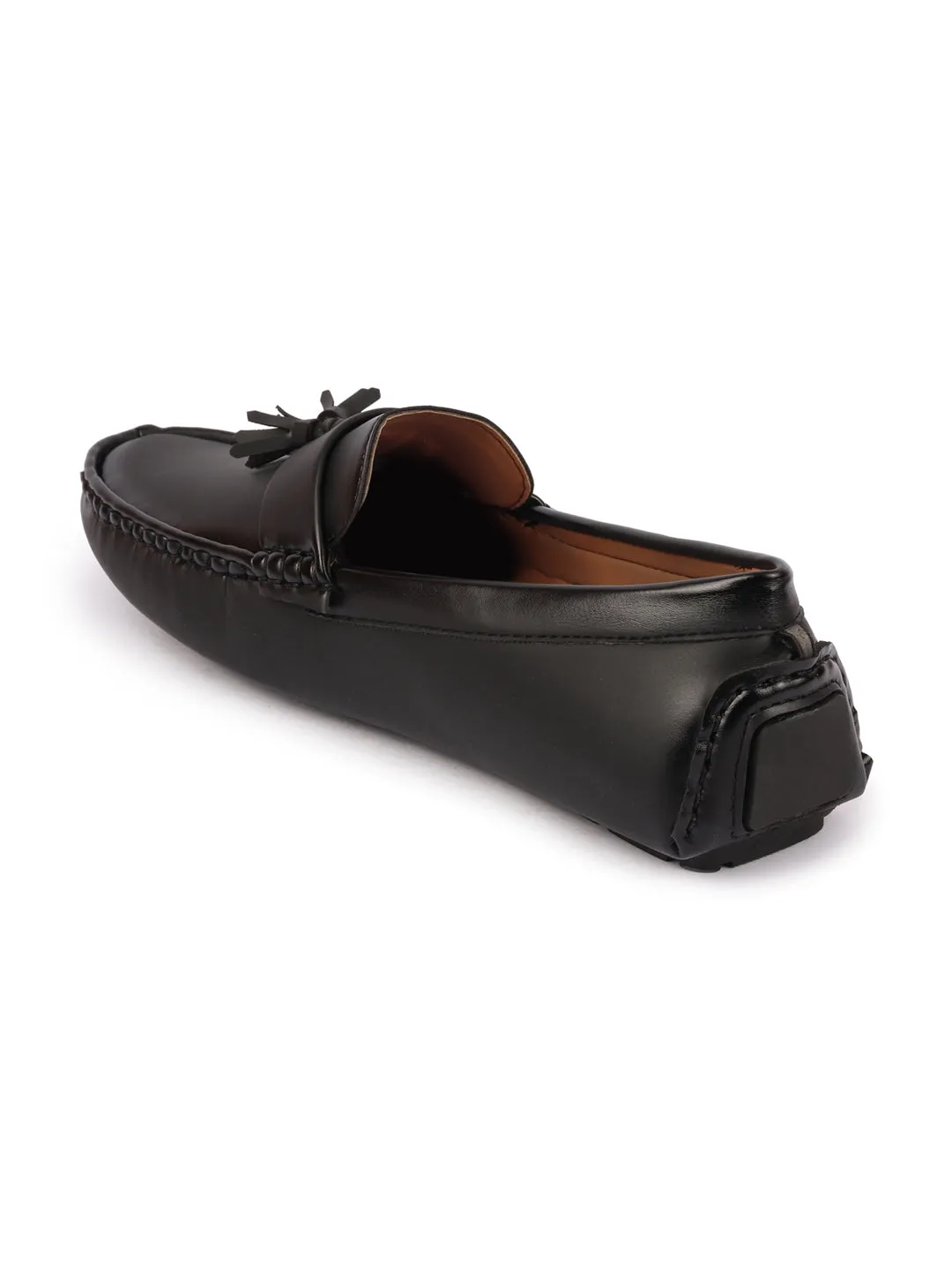 Men Black Driving Outdoor Tassel Loafer and Moccasin Shoes