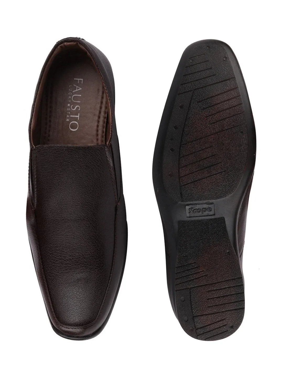 Men Brown Formal Slip-On Shoes