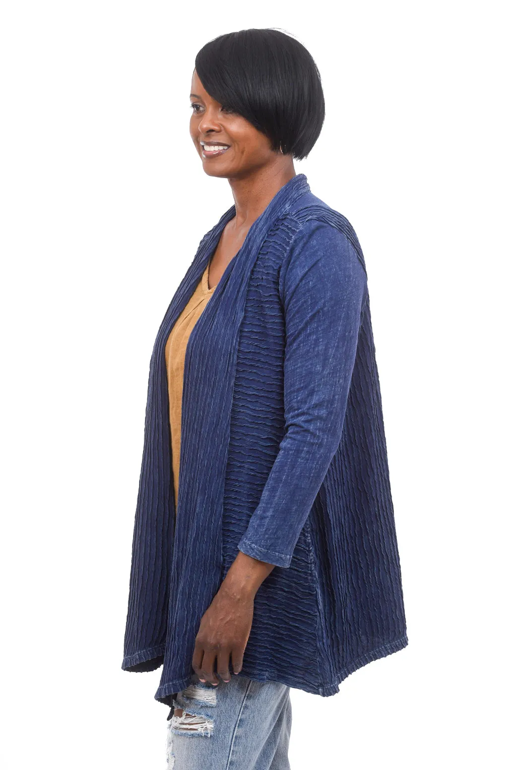 Mineral Wash Wave Cardigan, Denim