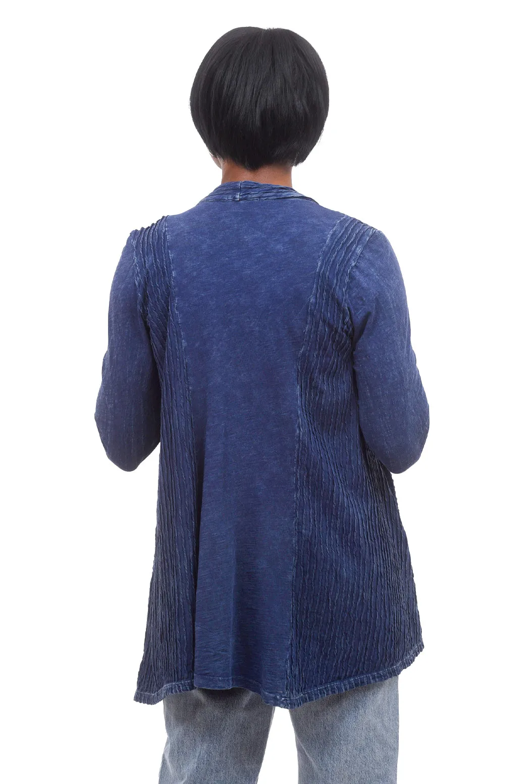 Mineral Wash Wave Cardigan, Denim