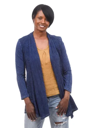 Mineral Wash Wave Cardigan, Denim