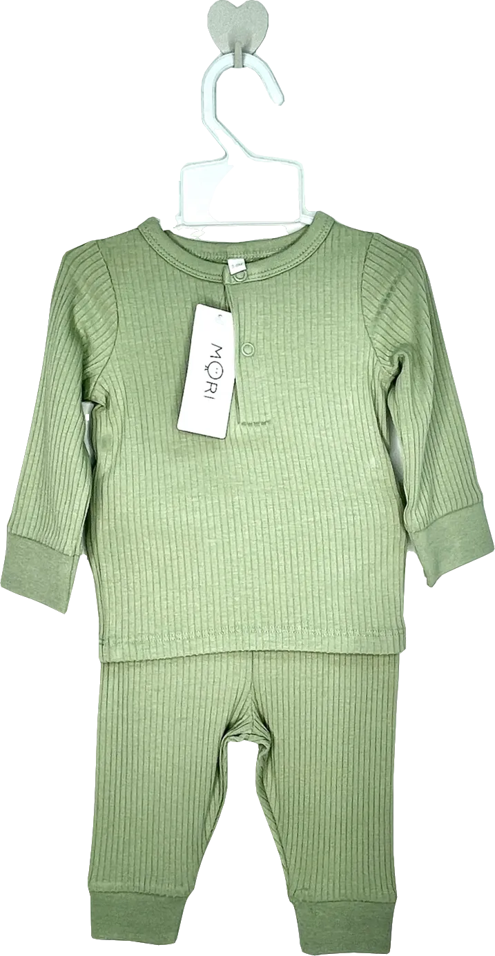 Mori Baby Sage Green Bamboo/organic Cotton Ribbed 2-piece Pyjama Set BNWT 6-9 Months