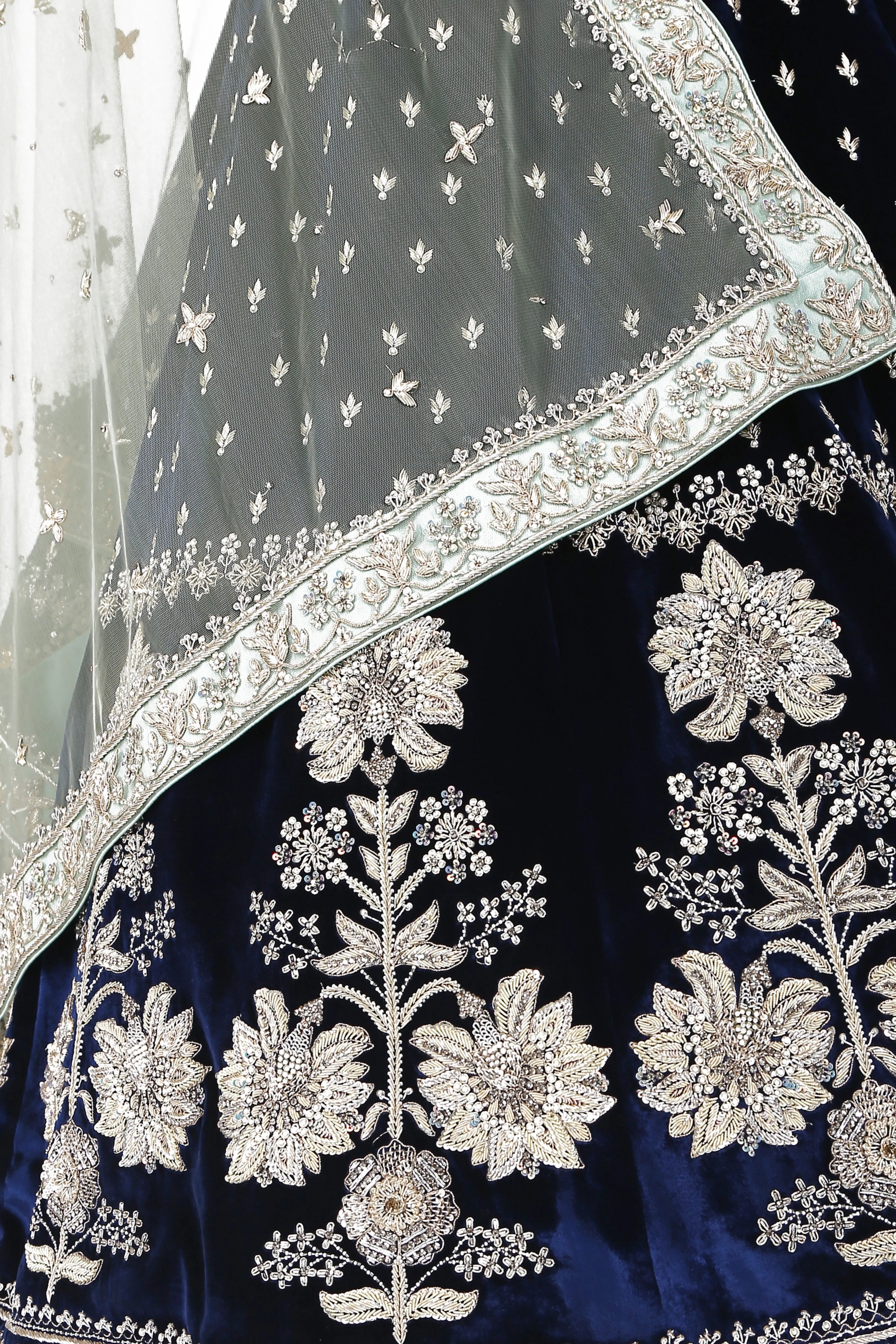 Mughal Navy Blue Lehenga Set.