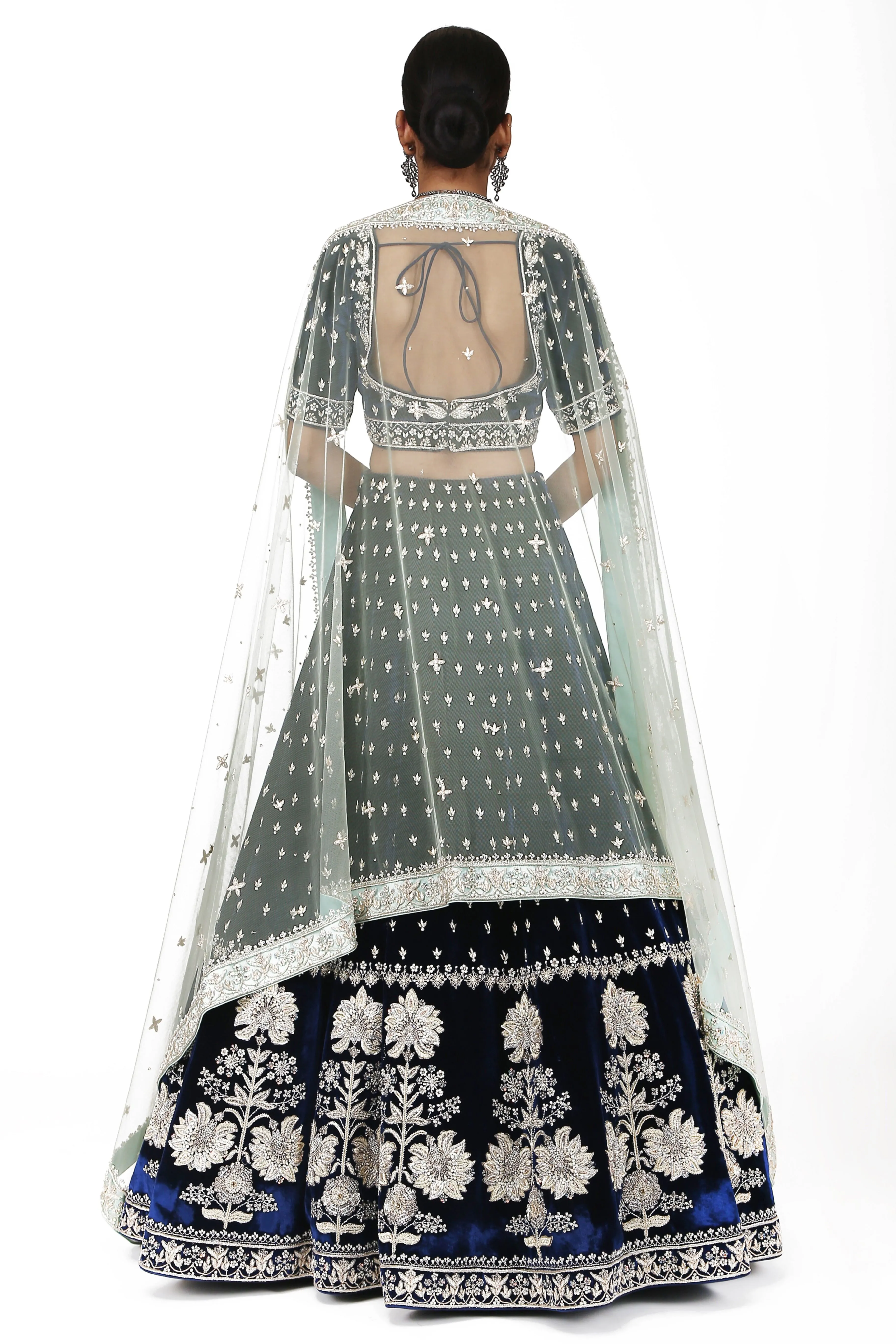 Mughal Navy Blue Lehenga Set.