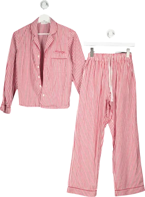 Neutra Bebe Red Personalised "mummy" Christmas Pyjama Set - Classic Pin Stripe UK XS