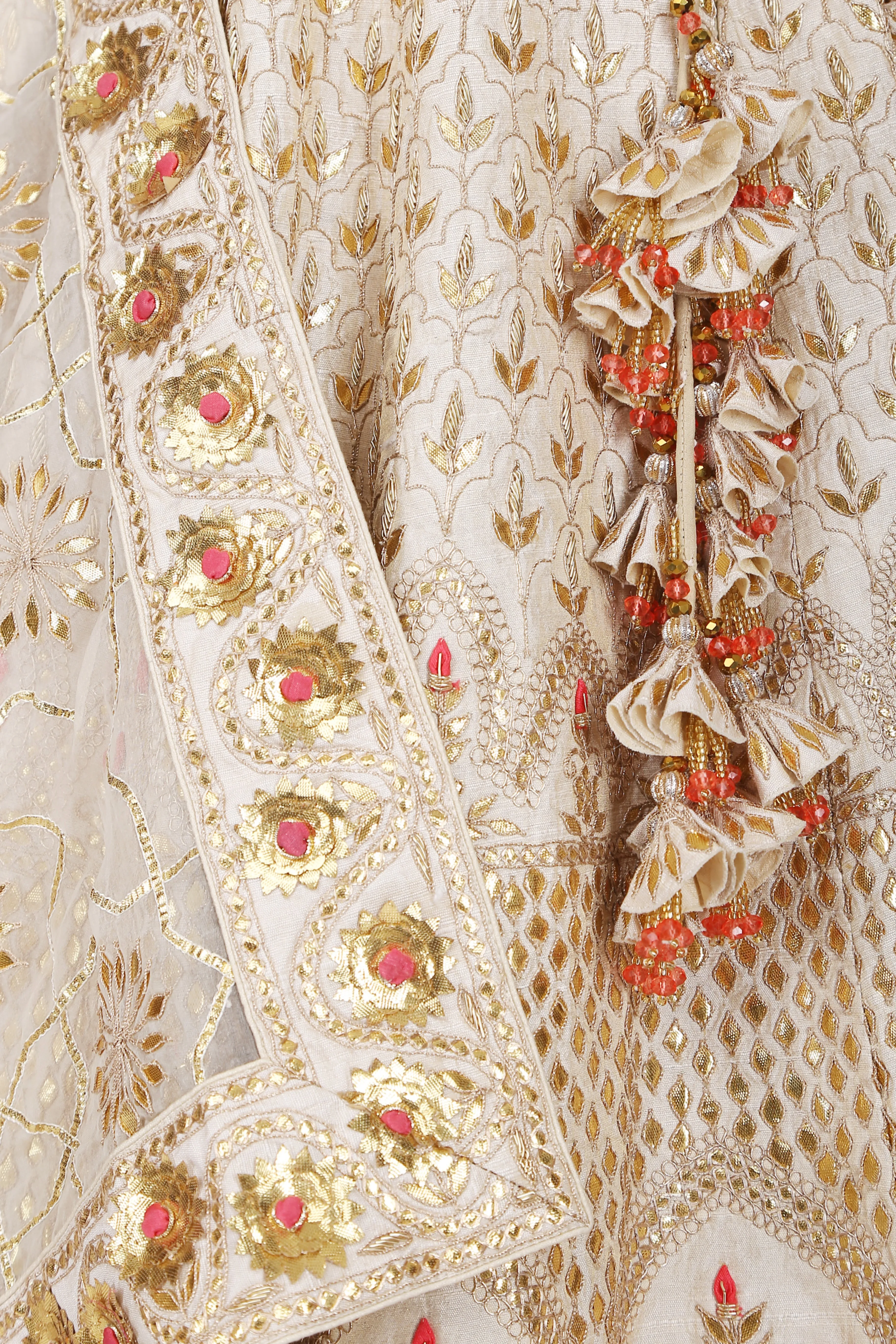 Off-white Jaipur Embroidered Lehenga Set.