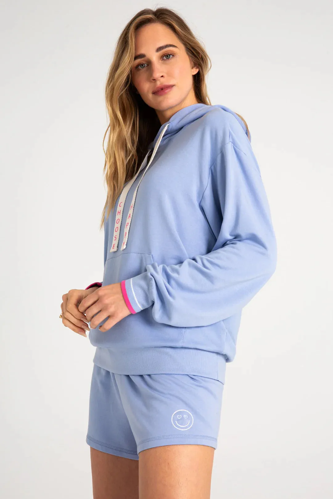 PJ Salvage Choose Happy Long Sleeve Hooded Top