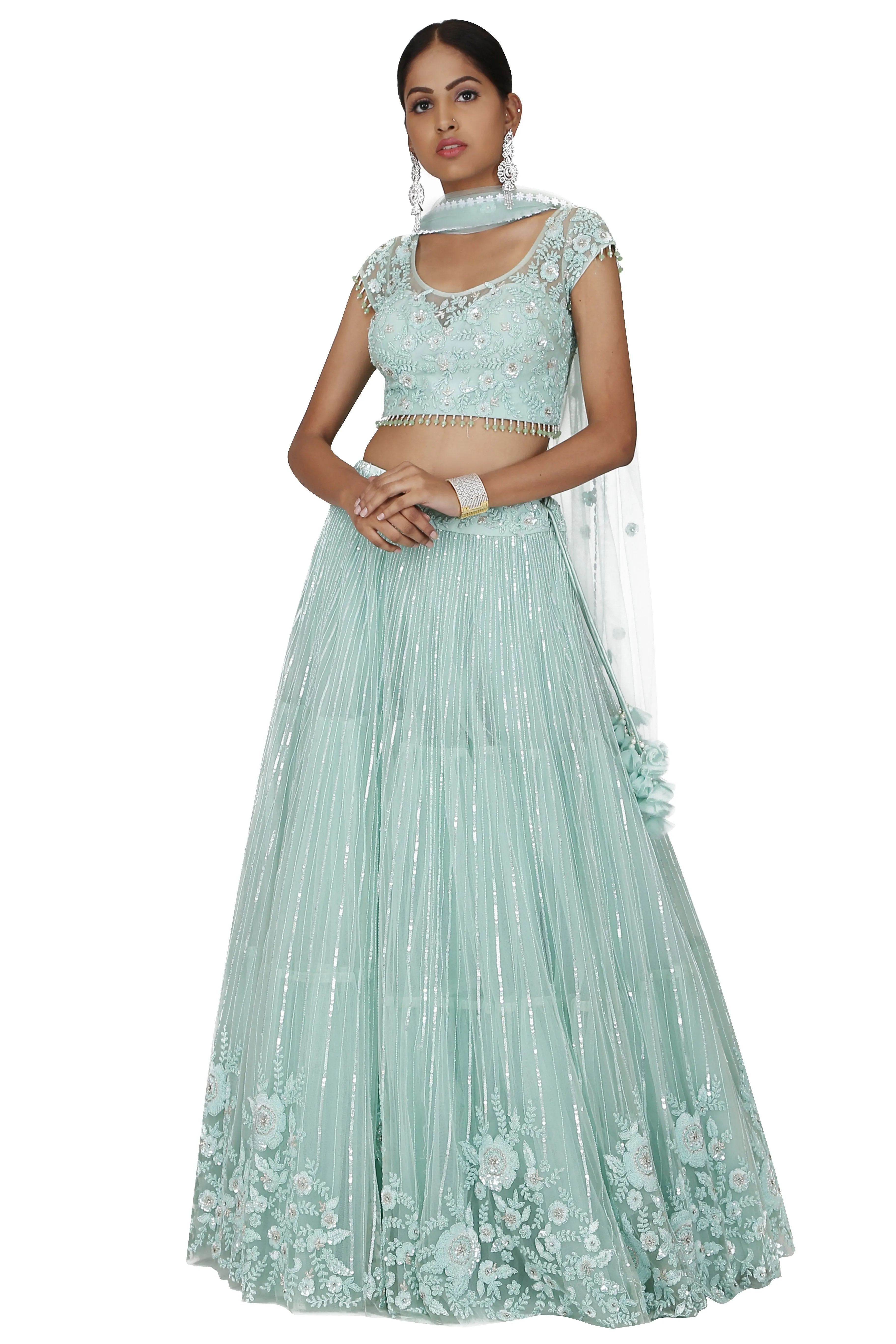 Powder Blue Lehenga Set.