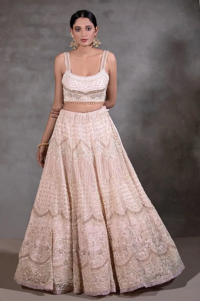 Powder pink lehenga set.