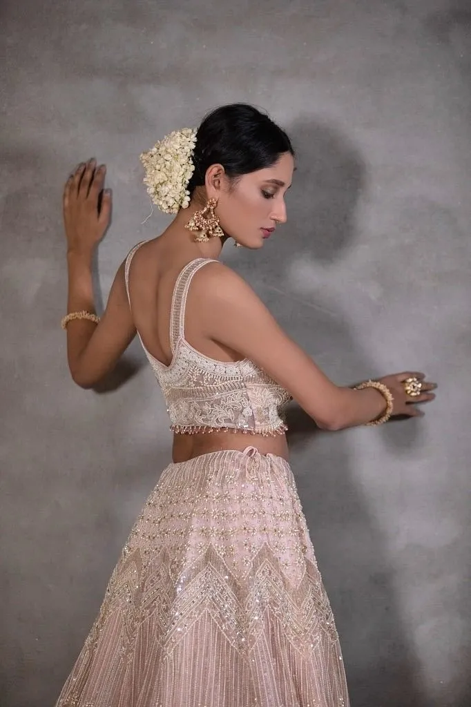 Powder pink lehenga set.