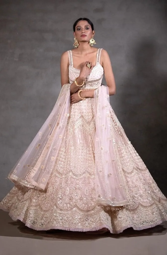 Powder pink lehenga set.