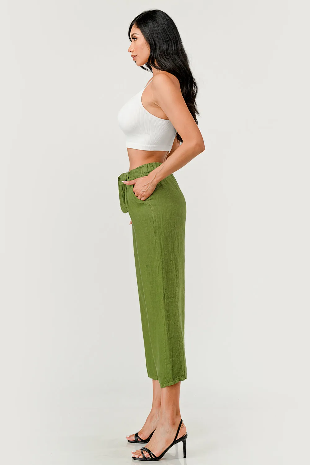 Raw Moda Linen pants Attached Belt