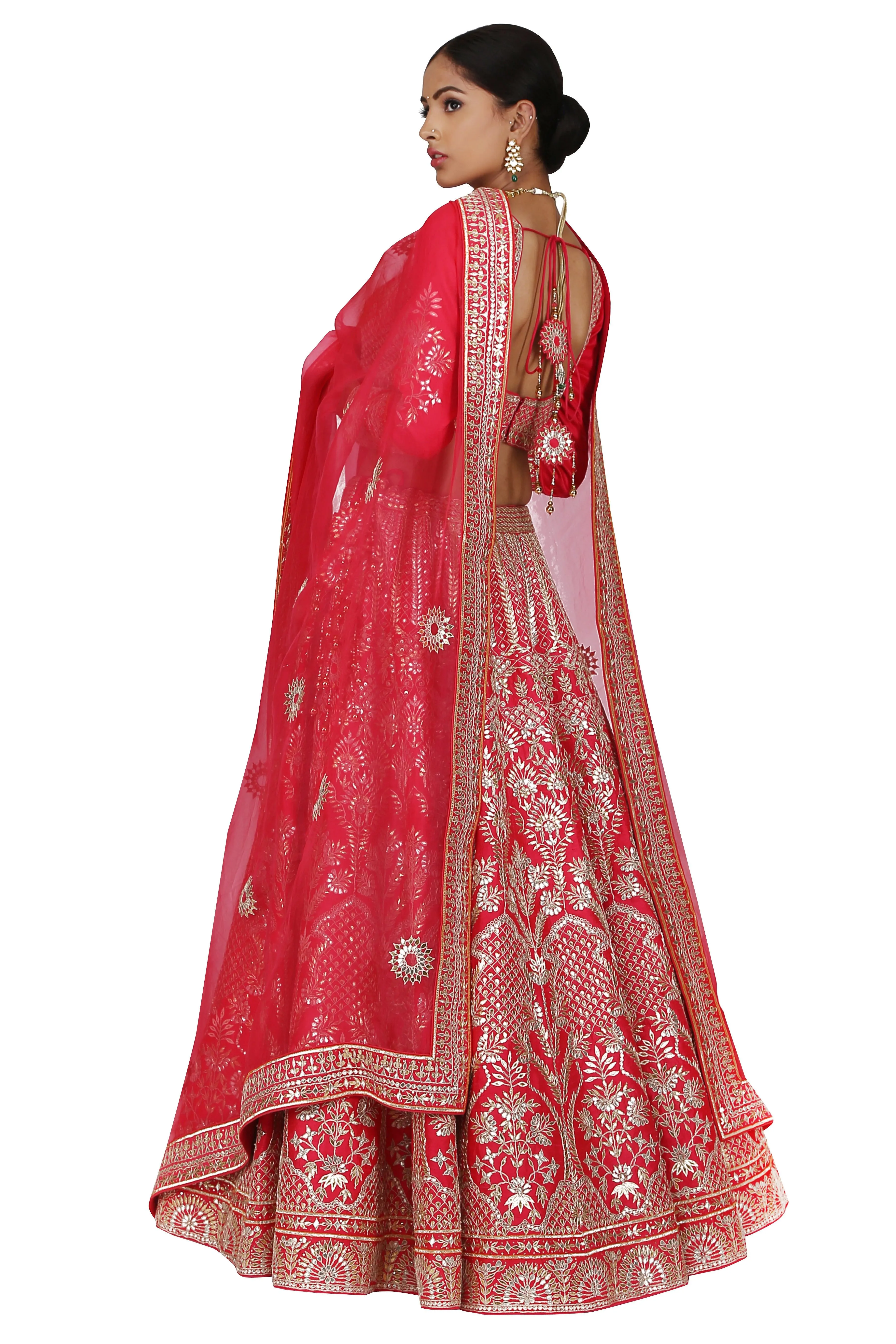 Rose Pink Embroidered Lehenga Set.