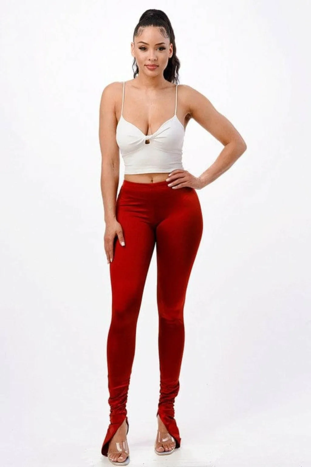 Sateen Ruched Hem Pant