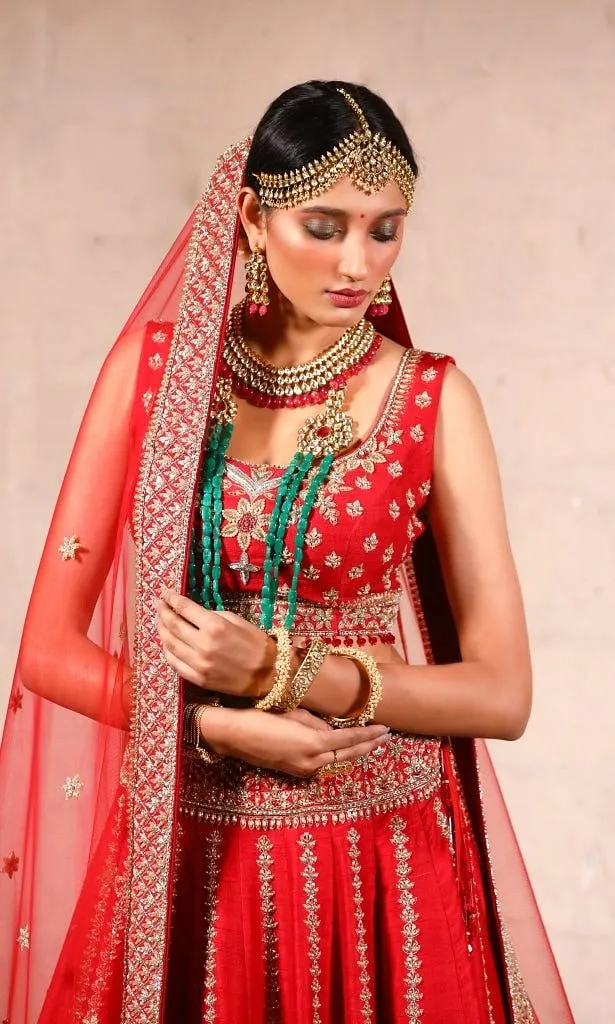 Scarlet red Lehenga set