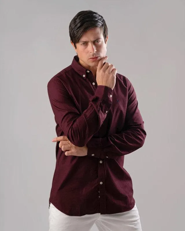 SLIM-FIT OXFORD SHIRT  - WINE