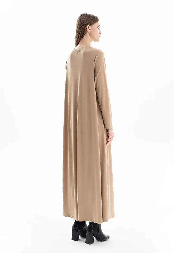 Solid Crew Neck Maxi Dress