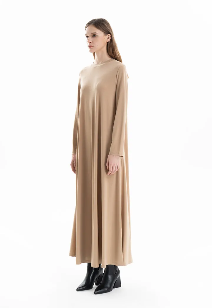 Solid Crew Neck Maxi Dress