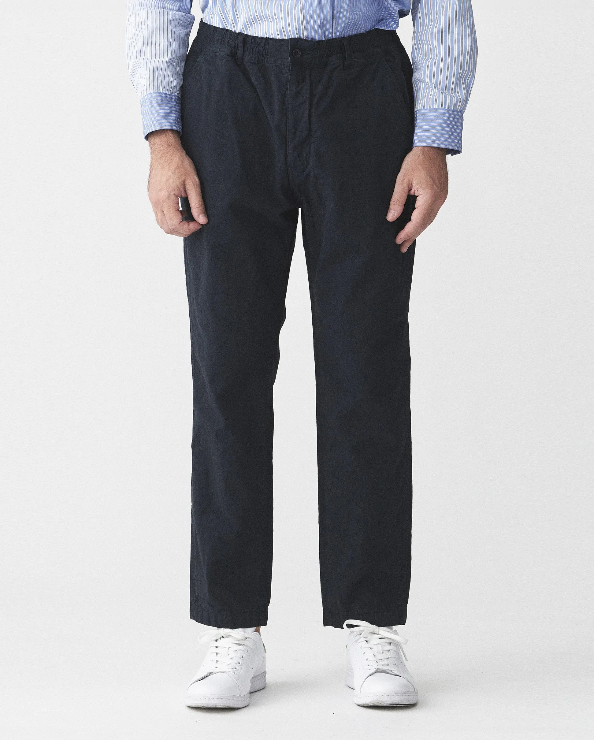 TAPERED HEMP PANTS / NAVY