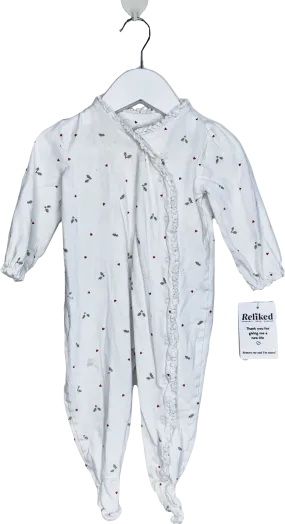 The Little White Company White Organic Cotton Hearts & Holly Frill Wrap Sleepsuit 9-12 Months