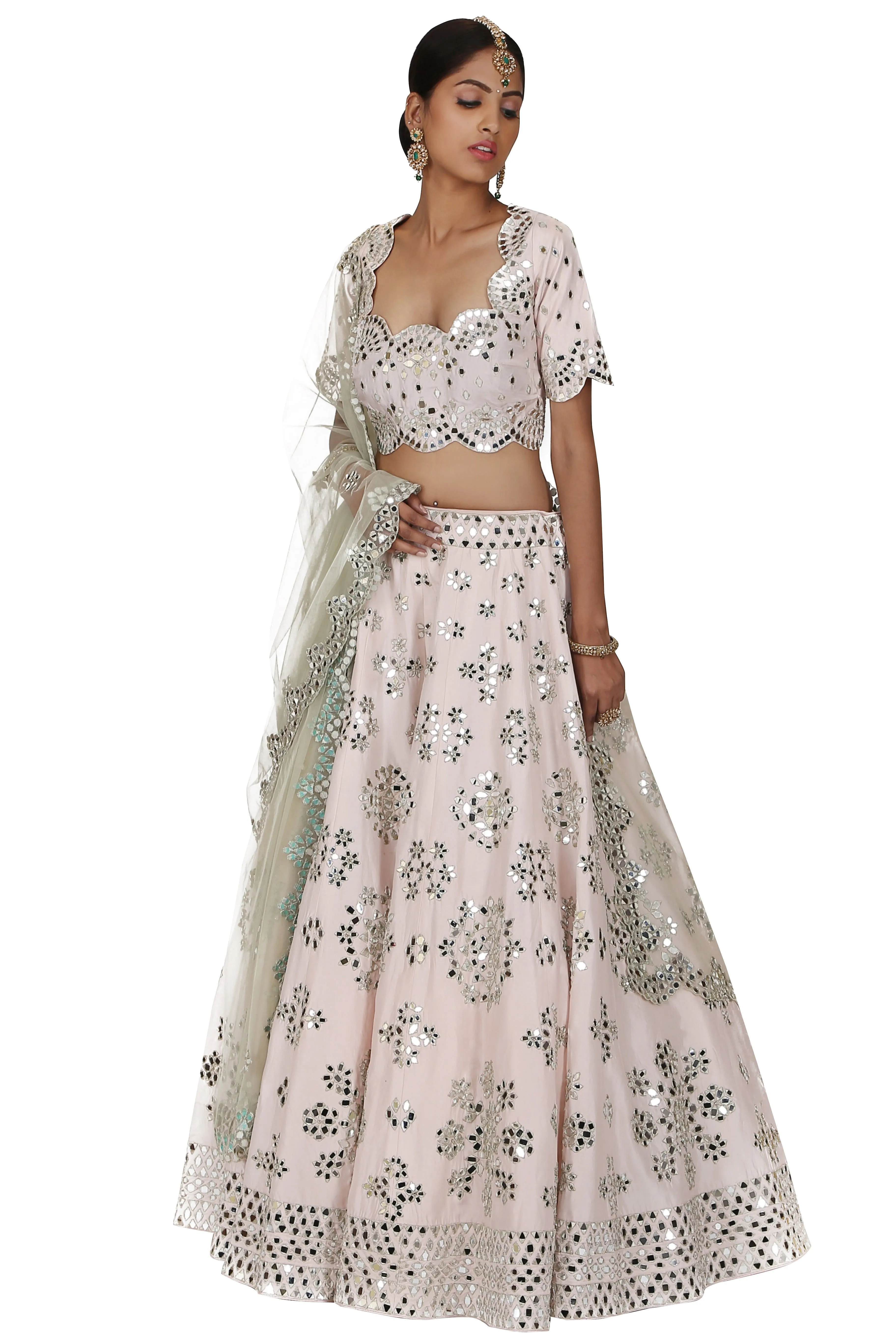 Tint pink colour lehenga