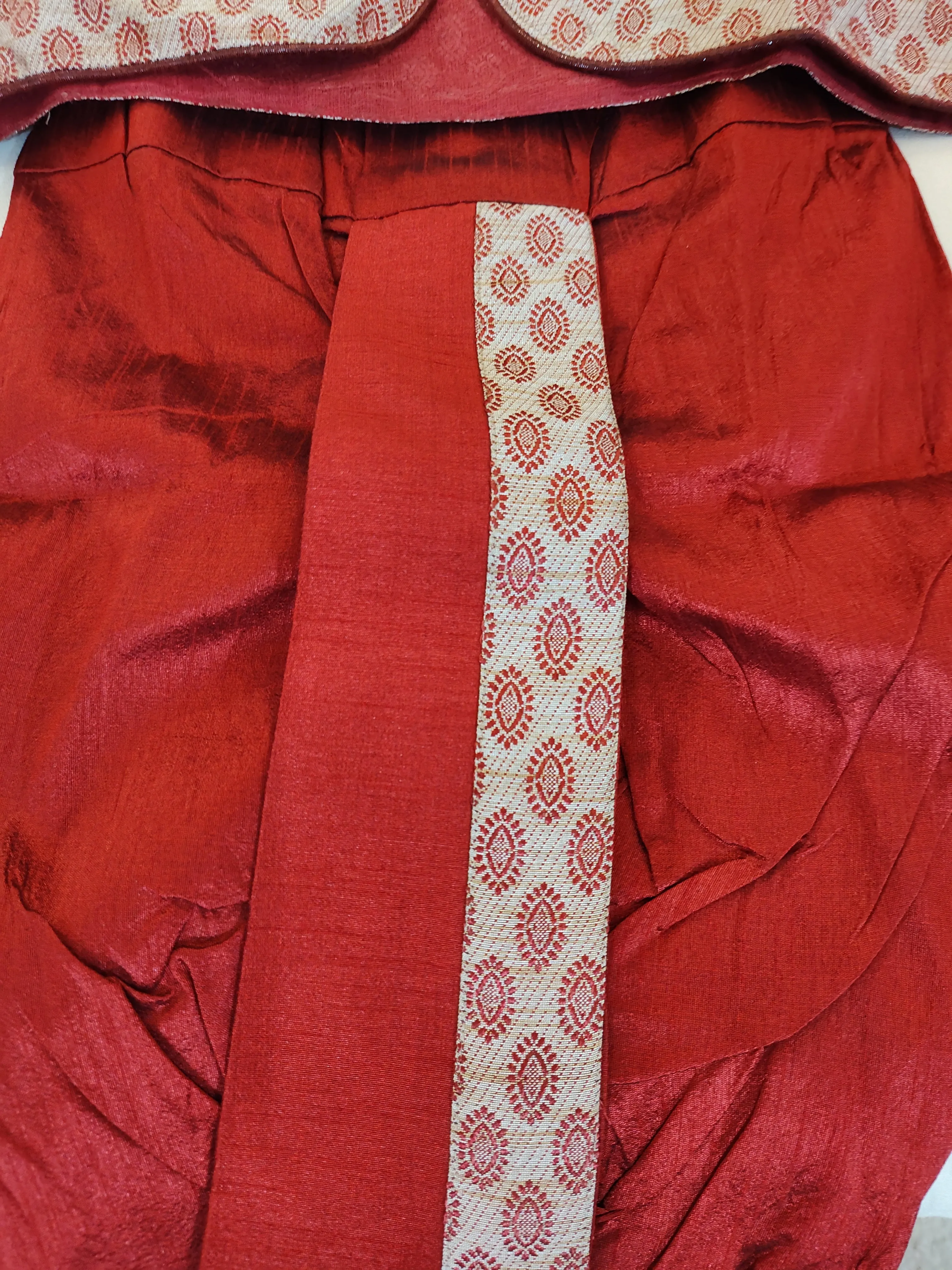 Traditional Maroon Color Kids Dhoti Style Pant With Brooch Pin