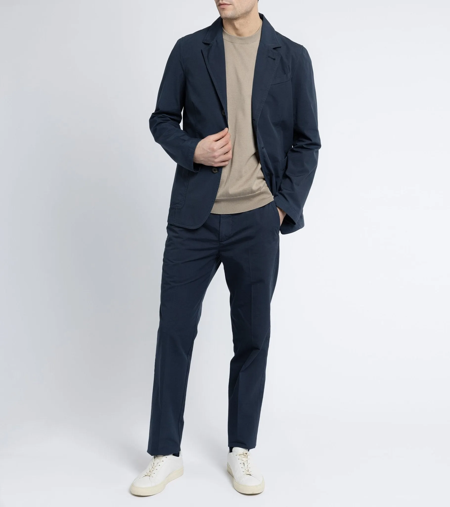 Mens Navy Trunk Hallam Cotton Poplin Trousers - Comfortable and Stylish