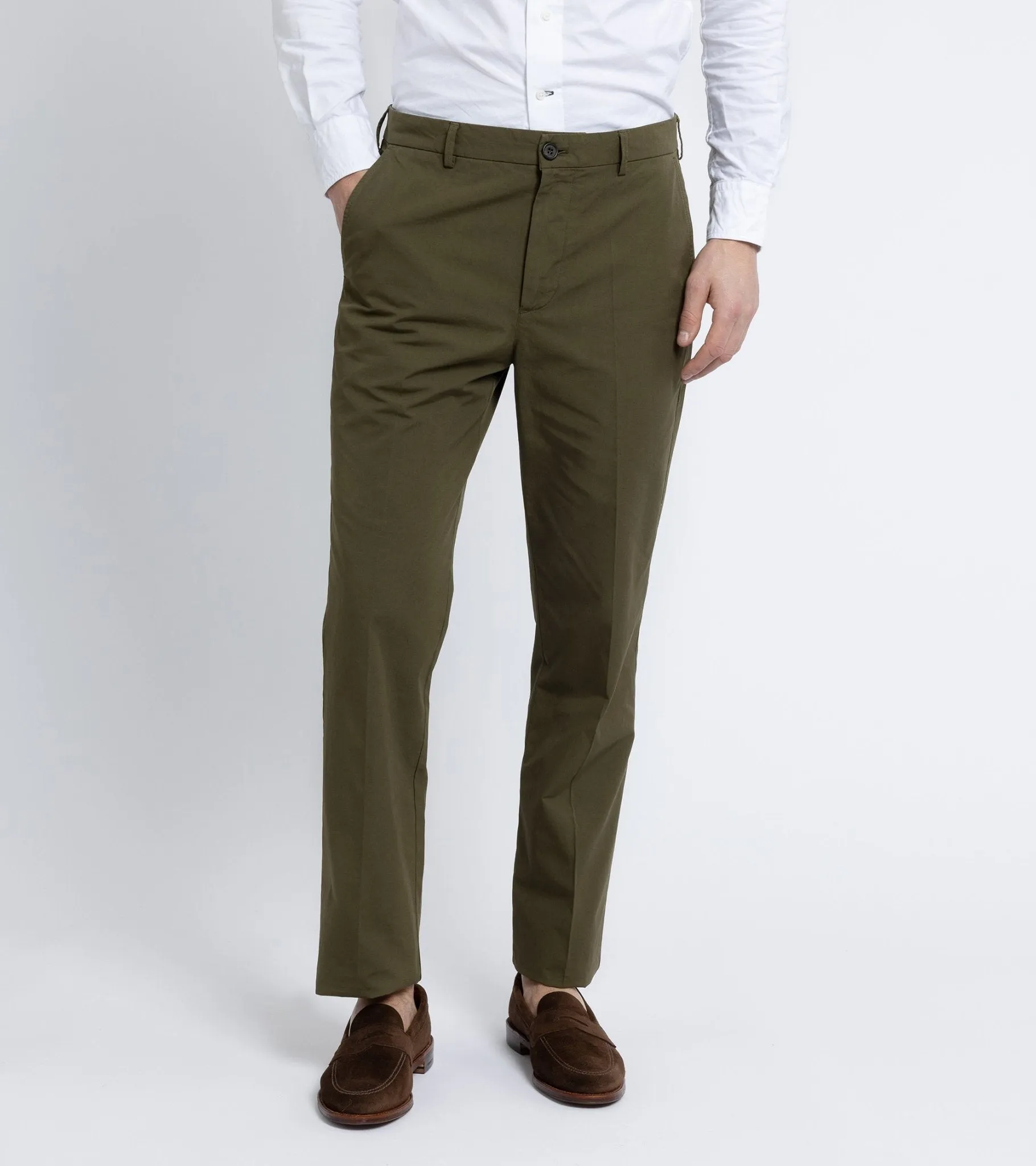 Trunk Hallam Cotton Poplin Trousers: Olive