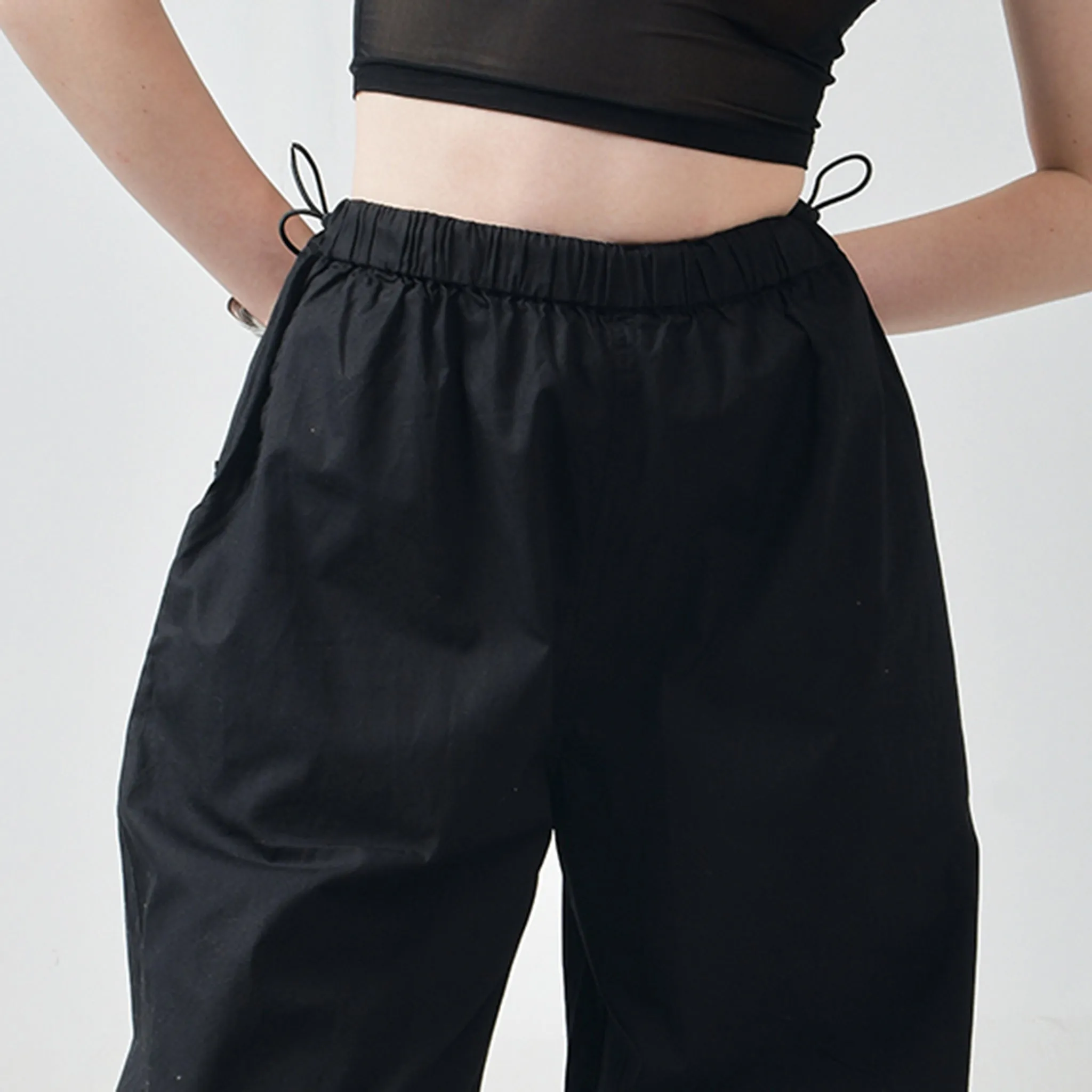 Unisex Black Parachute Pants