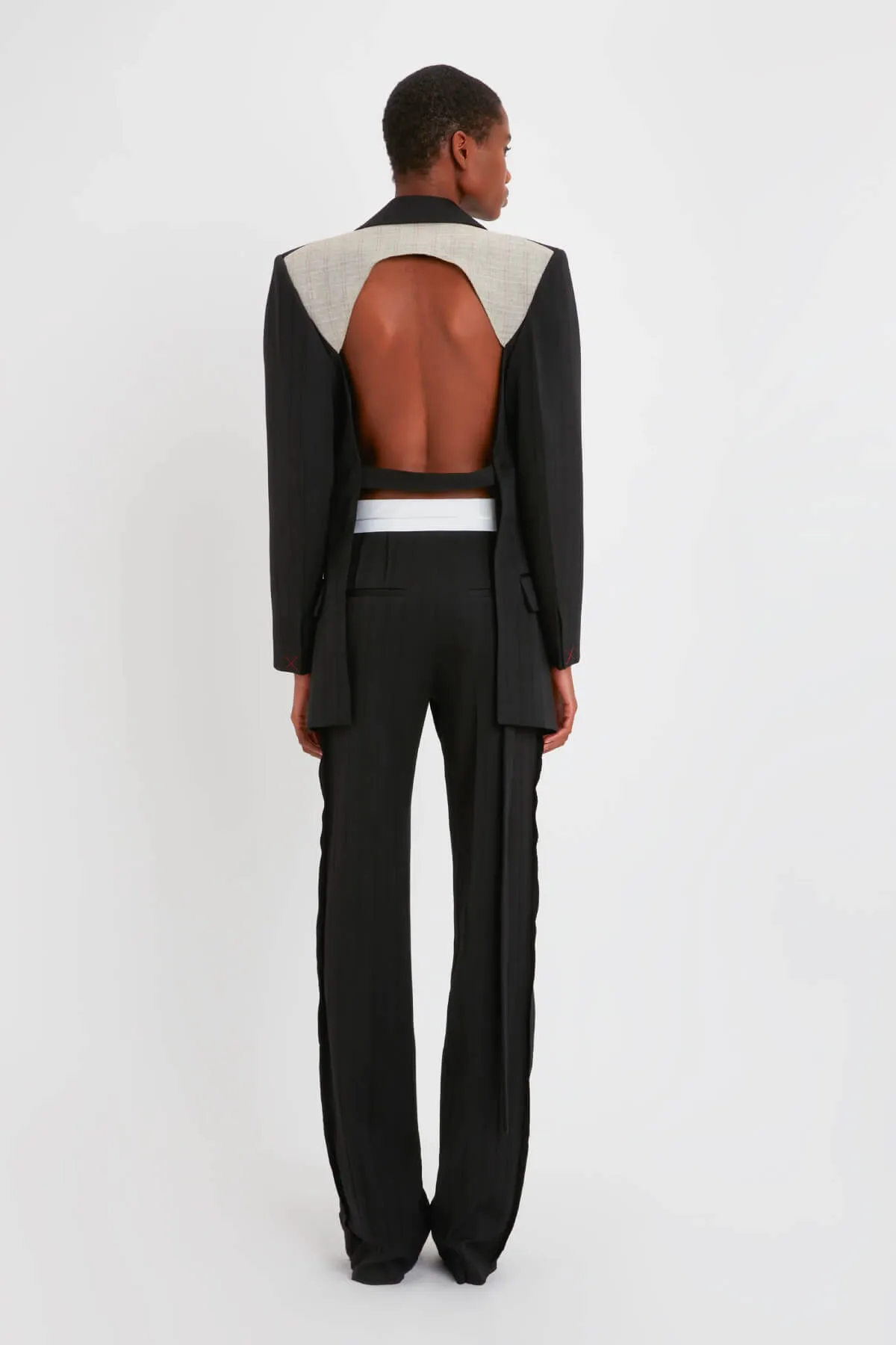 Victoria Beckham Striped Backless Jacket - Black