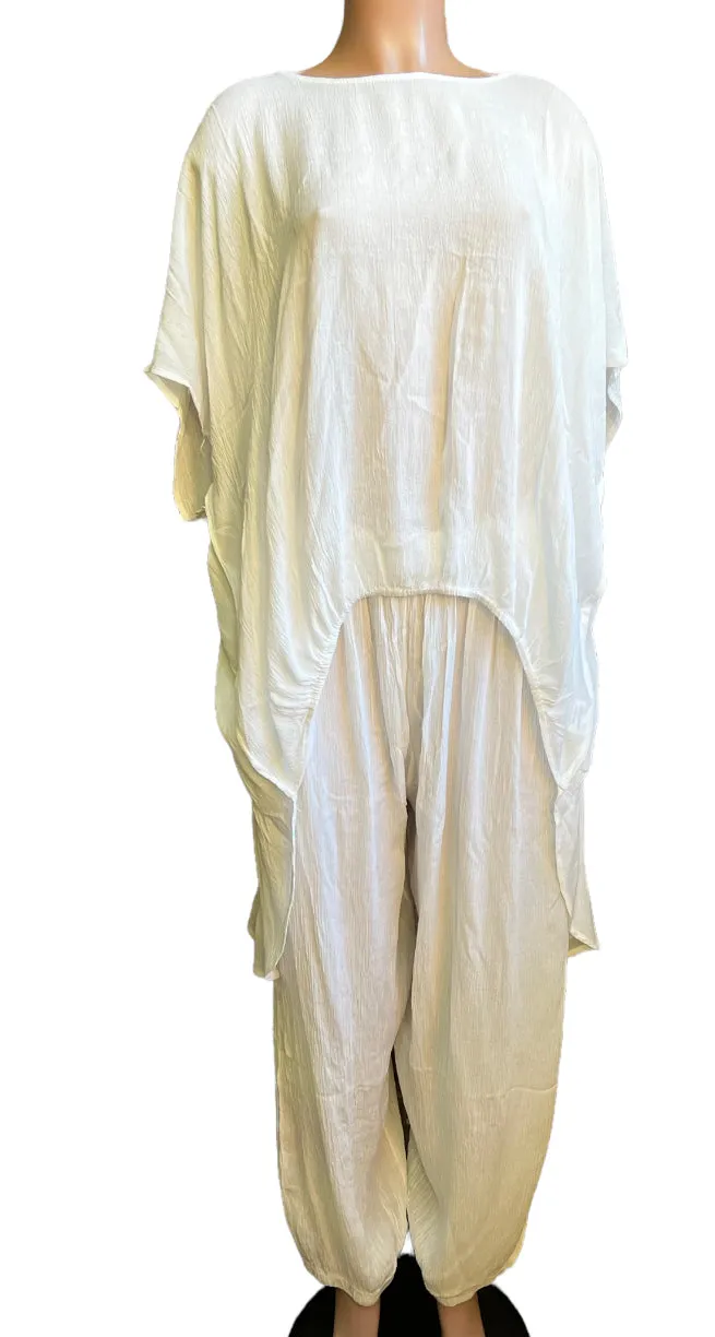 White Gauze  Pants Set