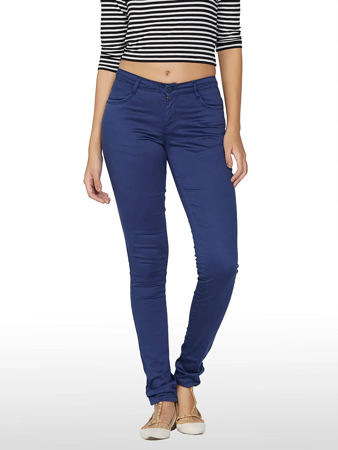 Women Blue High-Rise Skinny Tregging