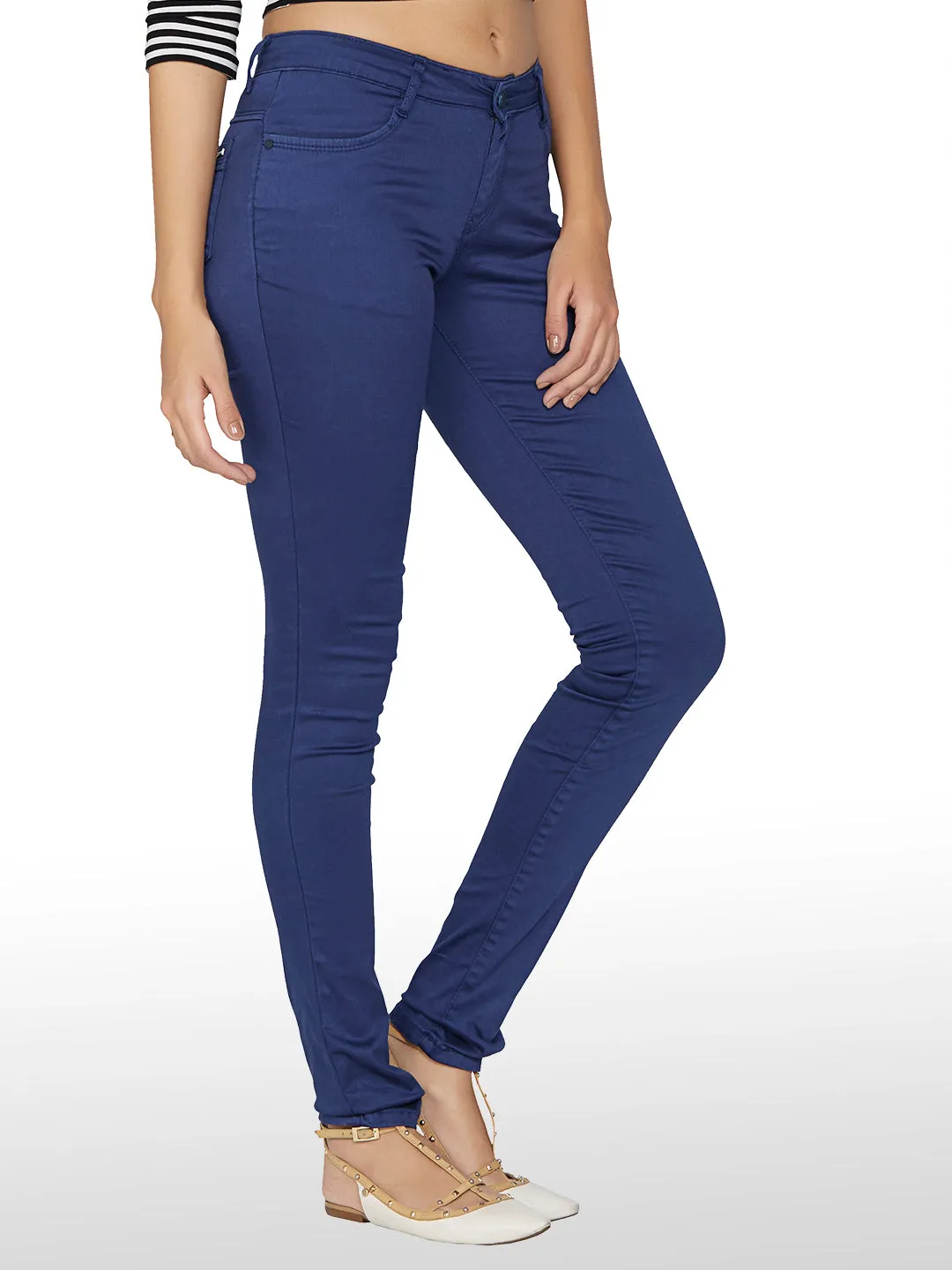 Women Blue High-Rise Skinny Tregging